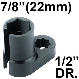 1/2" Dr Oxygen Sensor Offset Socket Wrench 22mm 7/8" with cutaway for wire. Free Shipping.